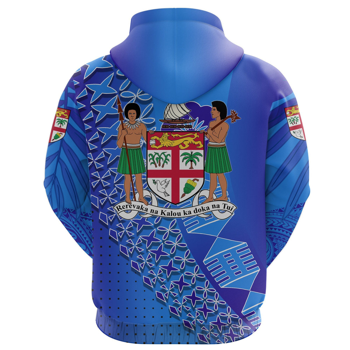 Fiji Drua Zip Hoodie Tapa - Polynesian Pride