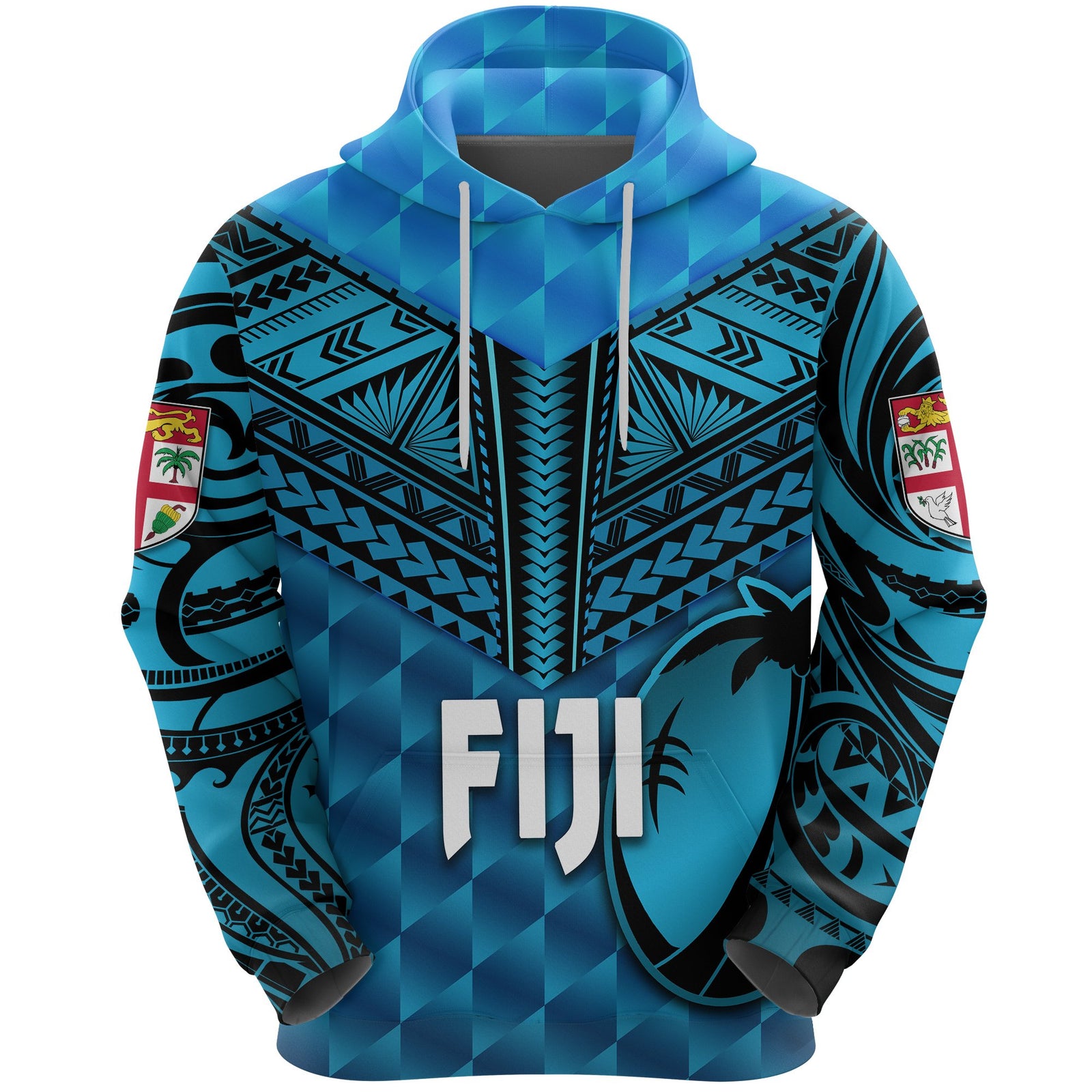 Fiji Rugby Hoodie Coconut Sporty Vibes Blue Unisex Blue - Polynesian Pride