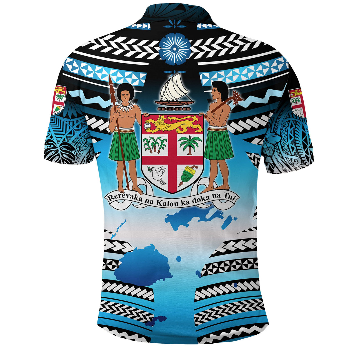 Custom Fiji Rugby Polo Shirt Map Creative Style - Polynesian Pride