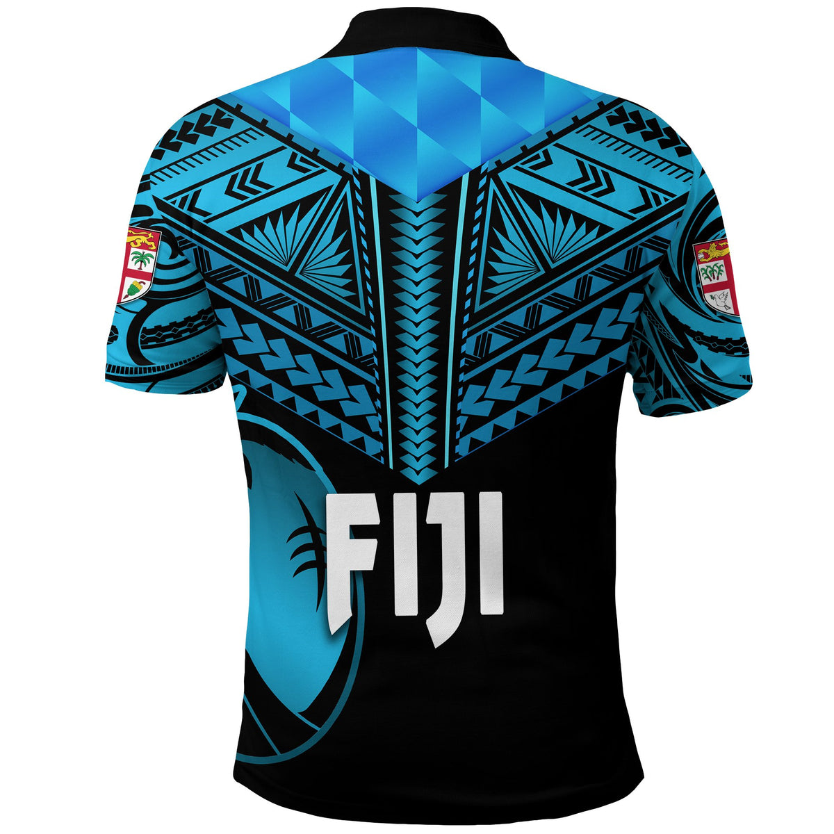 Custom Fiji Rugby Polo Shirt Coconut Sporty Vibes Black - Polynesian Pride