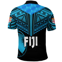 Custom Fiji Rugby Polo Shirt Coconut Sporty Vibes Black - Polynesian Pride