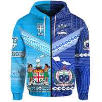 Custom Fiji Samoa Zip Hoodie Together, Custom Text and Number LT8 - Polynesian Pride