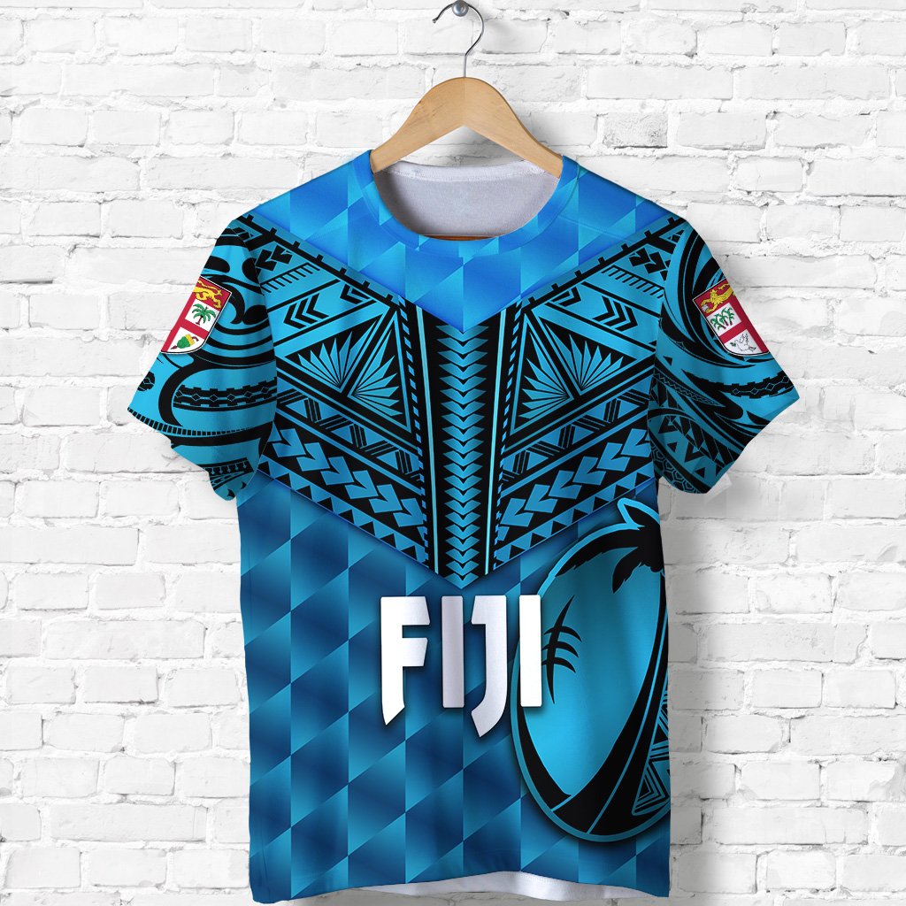 Fiji Rugby T Shirt Coconut Sporty Vibes Blue Unisex Blue - Polynesian Pride