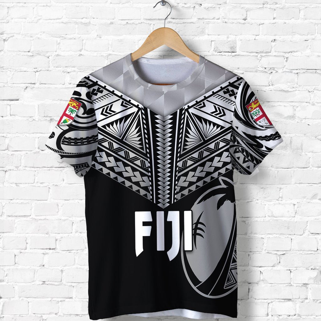 Fiji Rugby T Shirt Coconut Sporty Vibes Full Black Unisex Black - Polynesian Pride