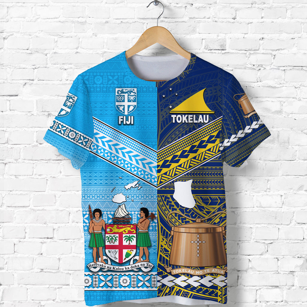 Custom Fiji and Tokelau T Shirt Together, Custom Text and Number LT8 - Polynesian Pride