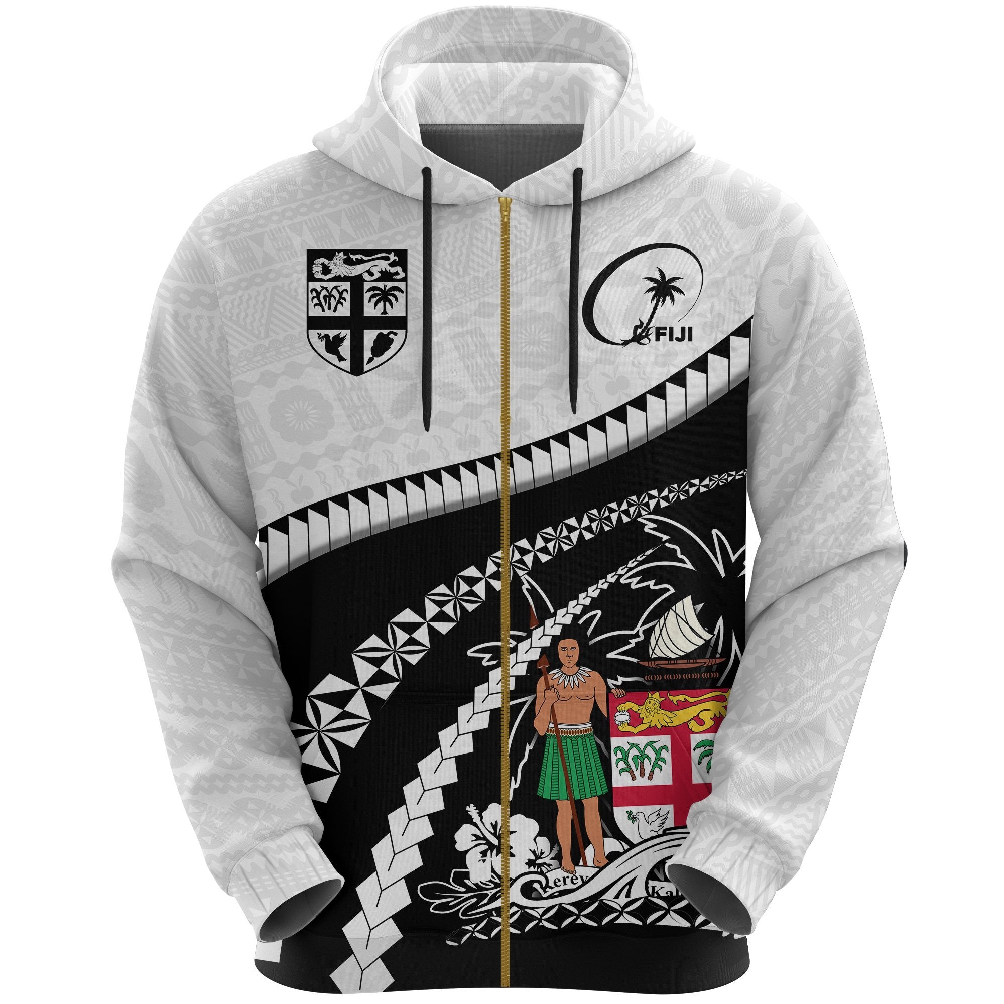 Fiji Zip Hoodie Rugby Road To Hometown Unisex White - Polynesian Pride