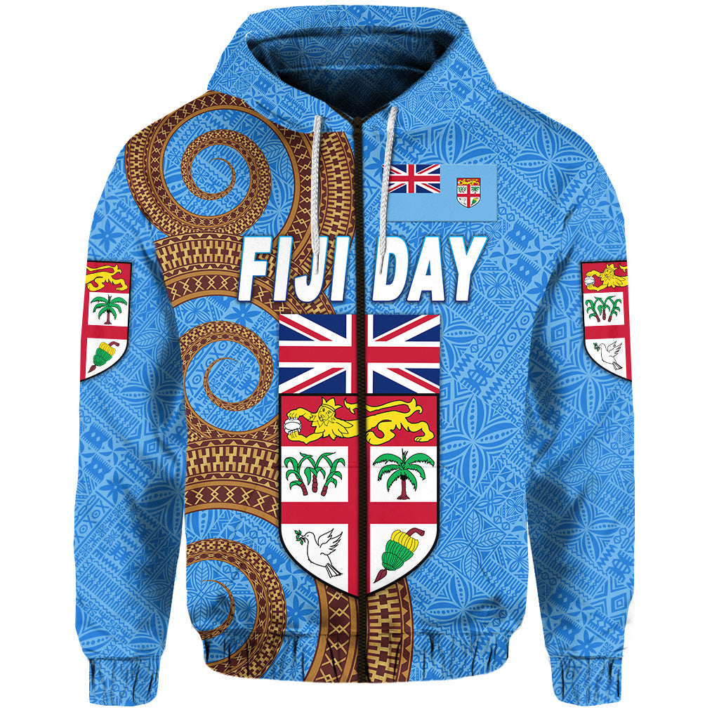 Fiji Day Zip Hoodie Independence Anniversary Simple Style LT8 - Polynesian Pride