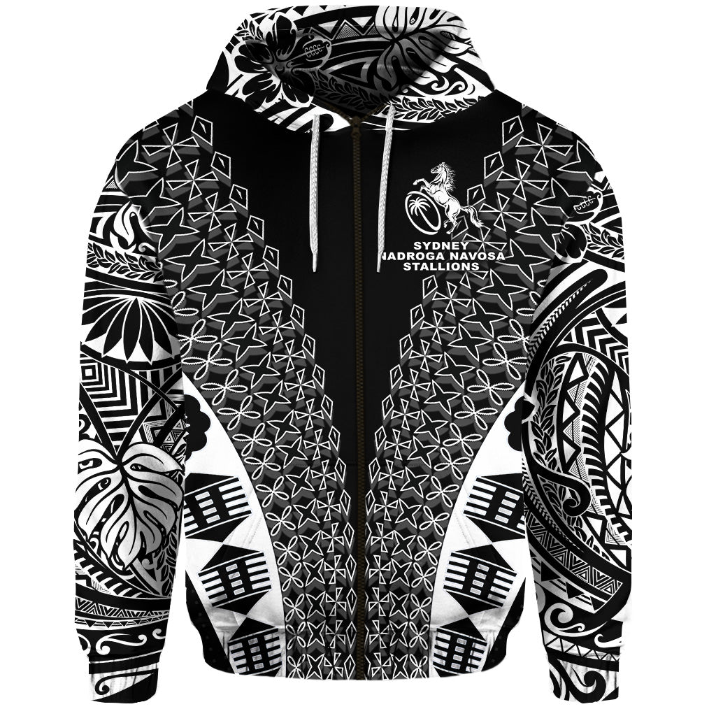 Fiji Rugby Zip Hoodie Sydney Nadroga Navosa Stallions Tapa Vibes NO.1 LT8 - Polynesian Pride