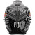 Fiji Rugby Zip Hoodie Coconut Sporty Vibes Full Black Unisex Black - Polynesian Pride