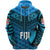 Fiji Rugby Zip Hoodie Coconut Sporty Vibes Blue Unisex Blue - Polynesian Pride