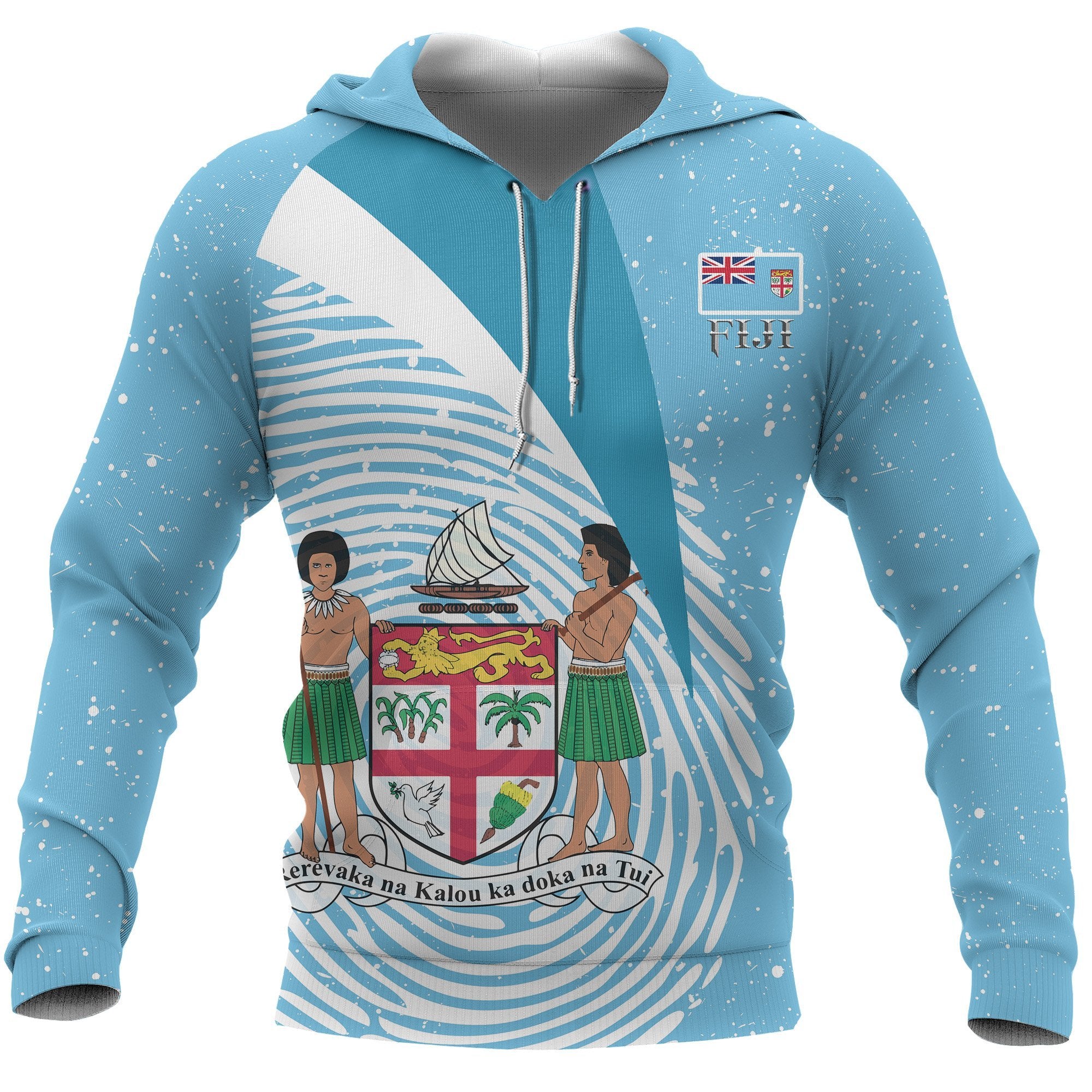 Fiji Pullover Hoodie Fiji Flag Coat of Arms Unisex Blue - Polynesian Pride