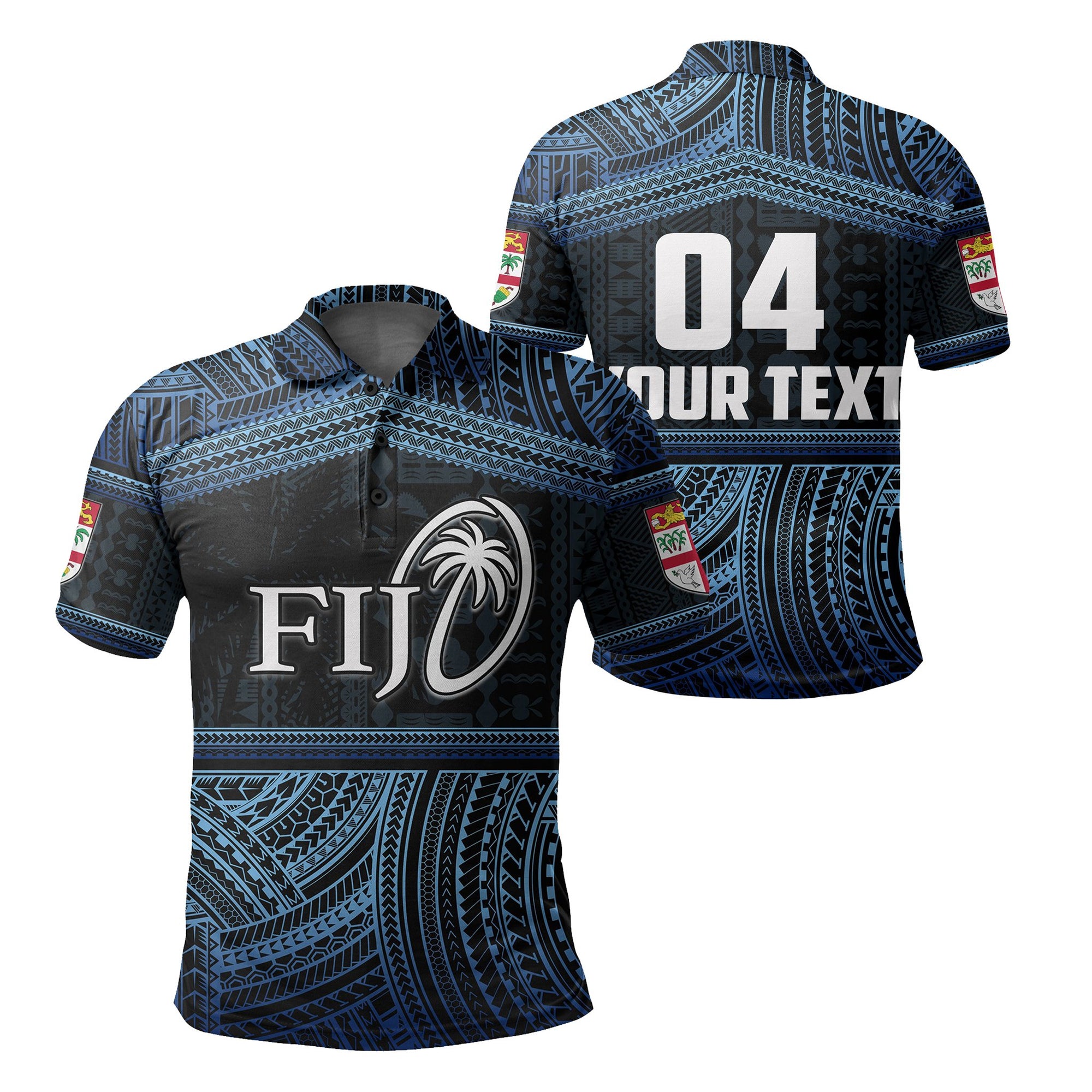 Custom Fiji Rugby Polynesian Patterns Polo Shirt Blue Unisex Blue - Polynesian Pride