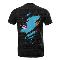 Fiji Tapa All Over Print T Shirt Fiji Flag Coat of Arms - Polynesian Pride