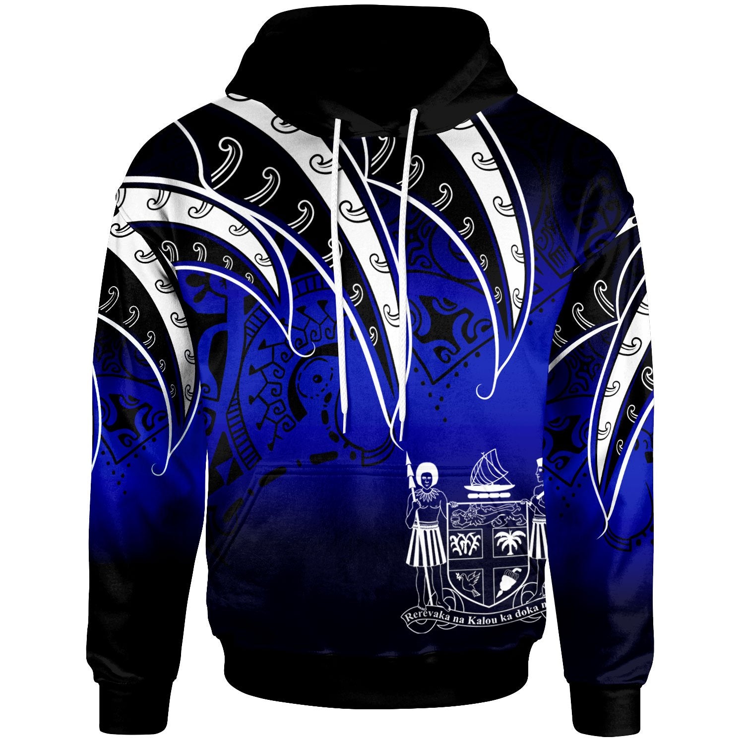 Fiji Hoodie Tropical Leaf Gradient Blue Style Unisex Blue - Polynesian Pride