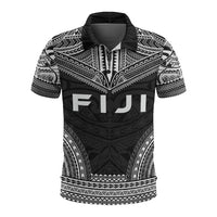 Fiji Polo Shirt Viti Coat Of Arms Polynesian Chief Tattoo Black Version Unisex Black - Polynesian Pride