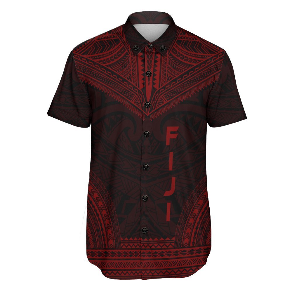 Fiji Polynesian Chief Shirt - Red Version Men Red - Polynesian Pride