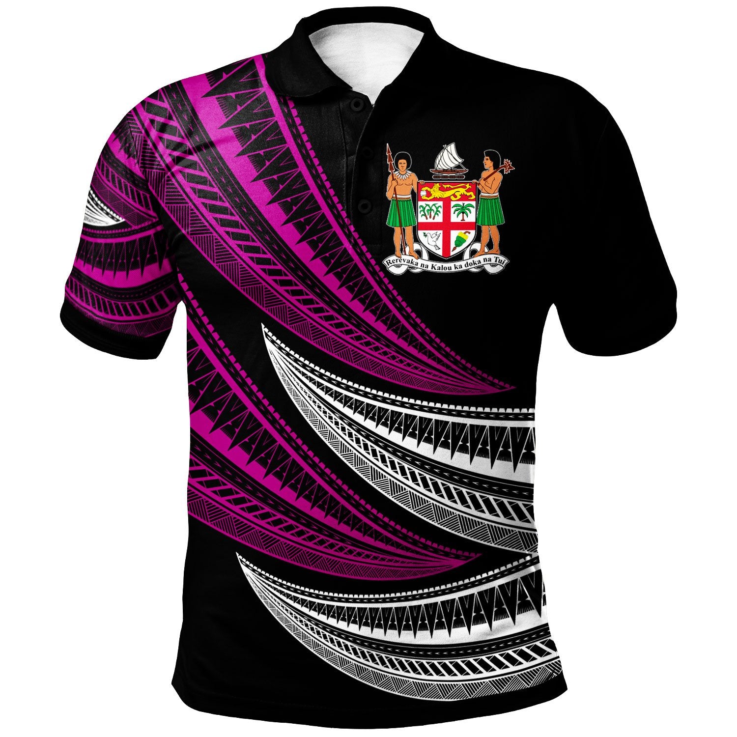 Fiji Custom Polo Shirt Wave Pattern Alternating Purple Color Unisex Purple - Polynesian Pride