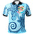 Fiji Polo Shirt Tribal Plumeria Pattern Unisex Blue - Polynesian Pride