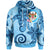 Fiji Hoodie Tribal Plumeria Pattern Unisex Blue - Polynesian Pride