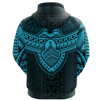 Fijian Tribal Tapa Zip up Hoodie Blue - Polynesian Pride