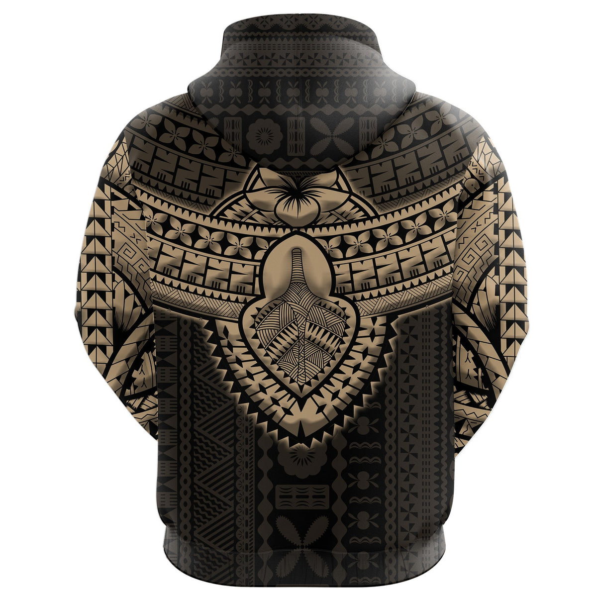 Fijian Tribal Tapa Zip up Hoodie Gold - Polynesian Pride