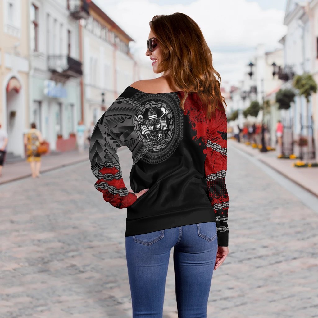 Fiji Polynesian Personalised Women's Off Shoulder Sweater - Polynesian Chain Style - Polynesian Pride