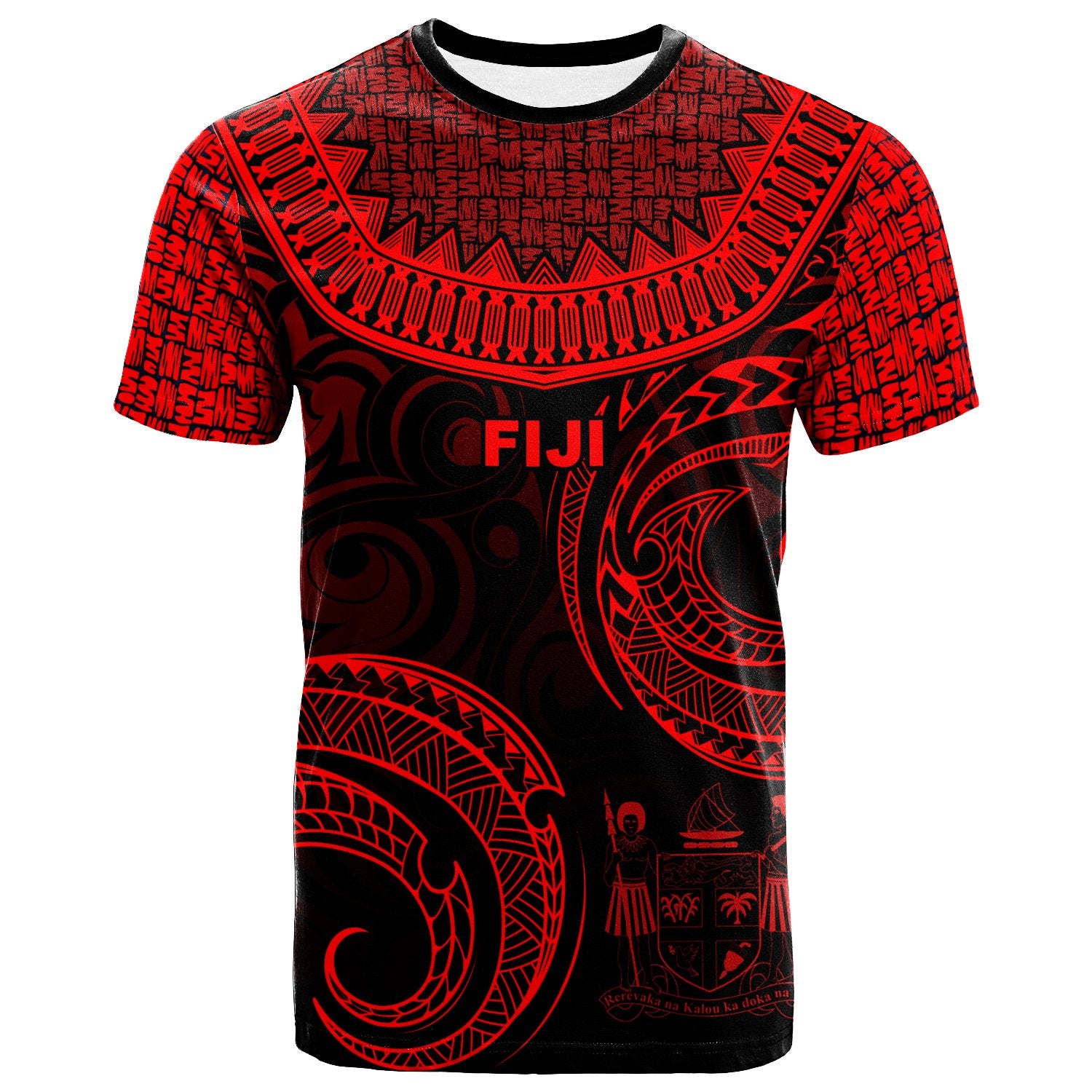 Fiji T Shirt Unique Serrated Texture Red Unisex Red - Polynesian Pride