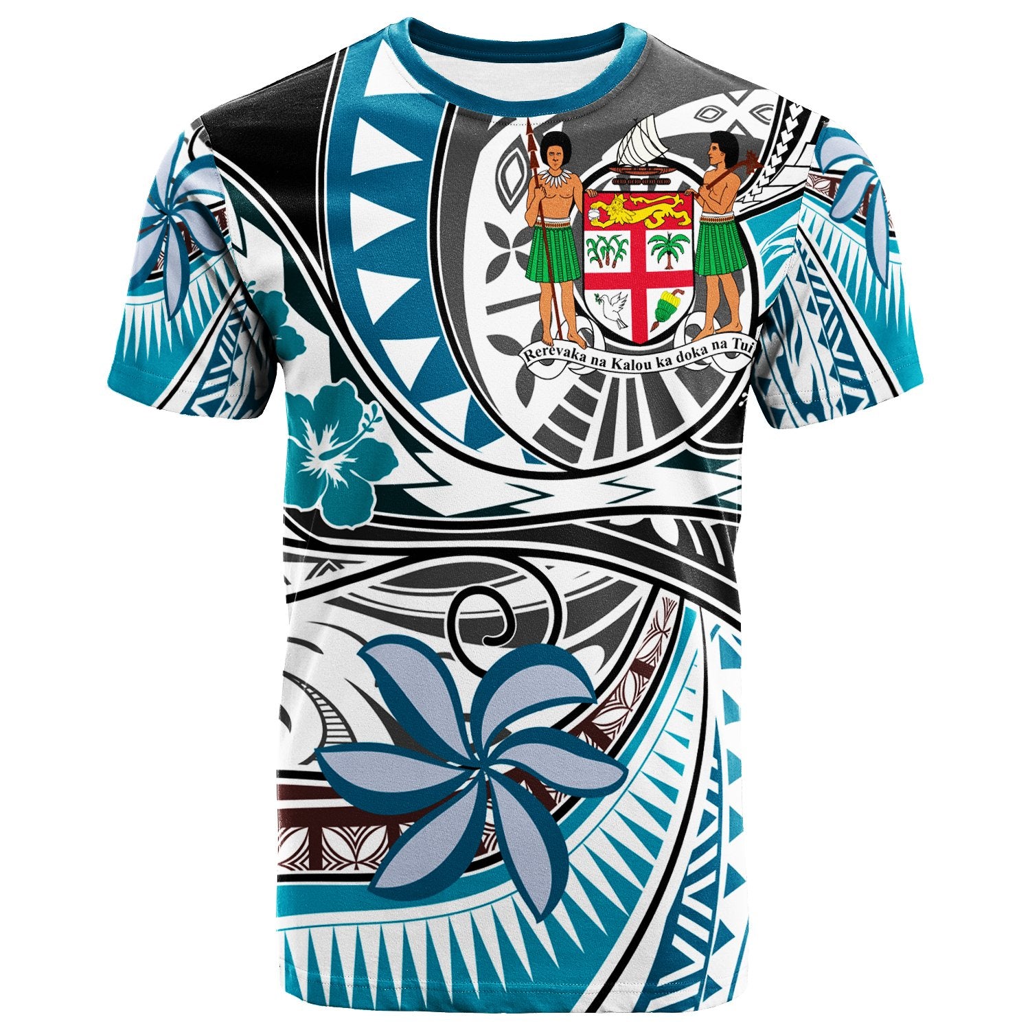 Fiji T Shirt Flower and Flow Unisex BLUE - Polynesian Pride