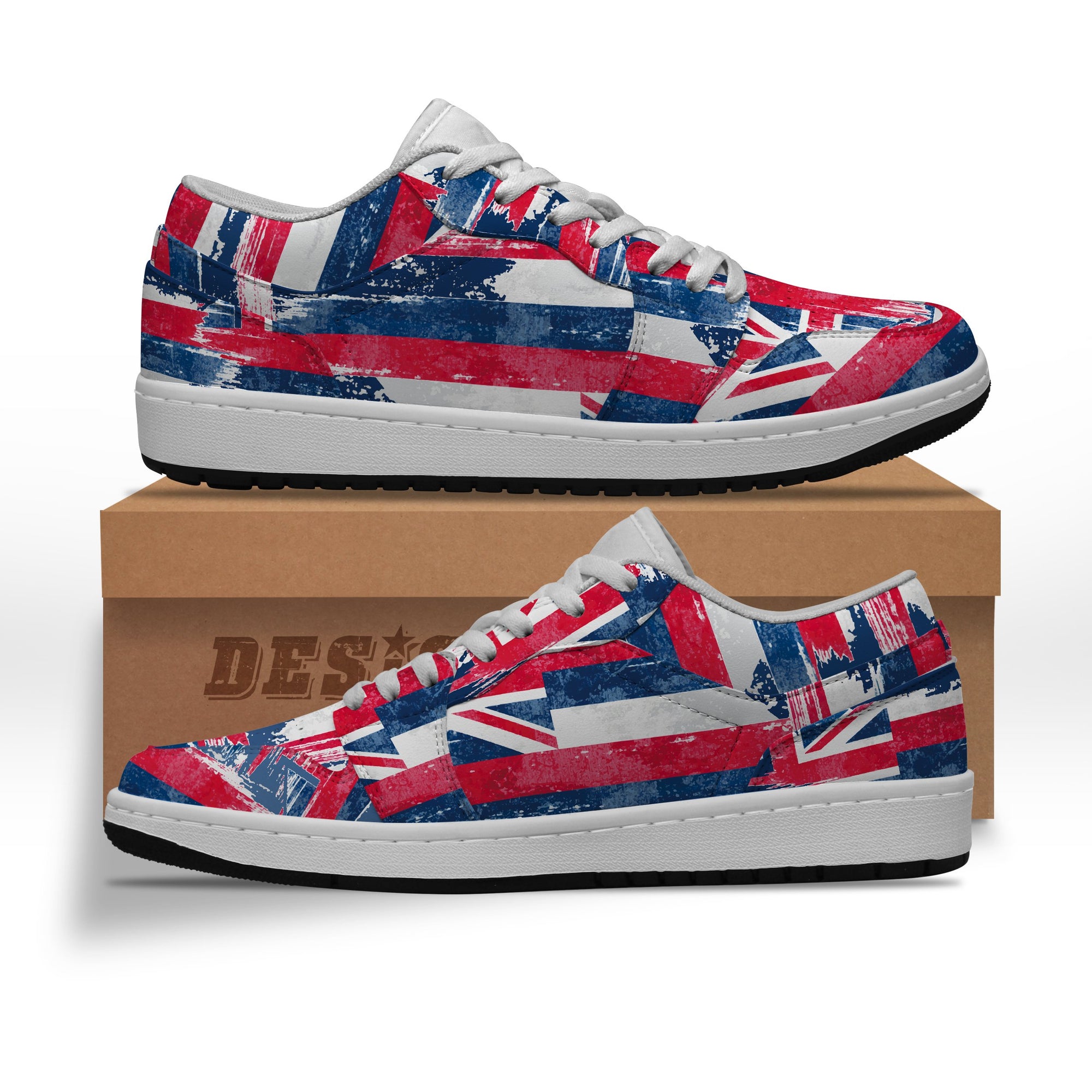 Flag Of Hawaii Low Sneaker - Max Style - AH Blue - Polynesian Pride