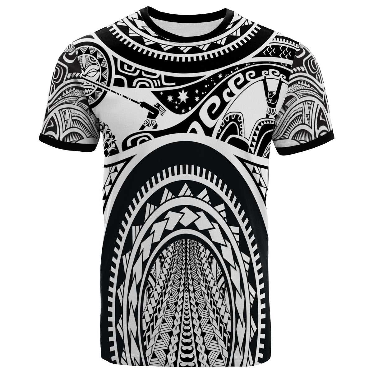 Polynesian T Shirt Polynesian Patterns Maui Tattoo (White) Unisex White - Polynesian Pride