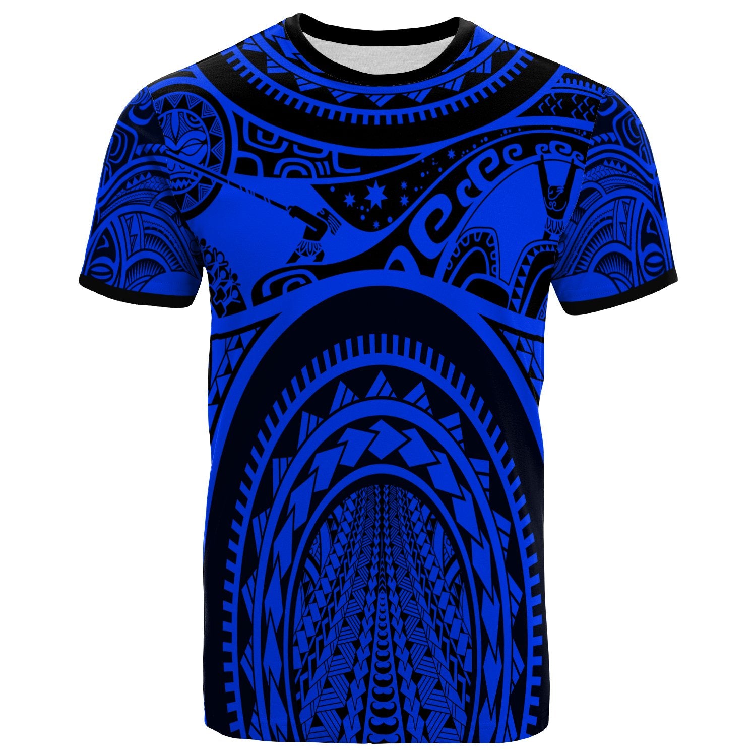 Polynesian T Shirt Polynesian Patterns Maui Tattoo (Blue) Unisex Blue - Polynesian Pride