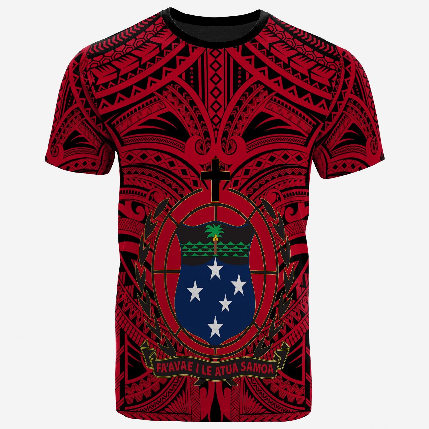 Samoa Premium T Shirt Samoa Coat Of Arms Polynesian Tattoo (Red) Unisex Red - Polynesian Pride