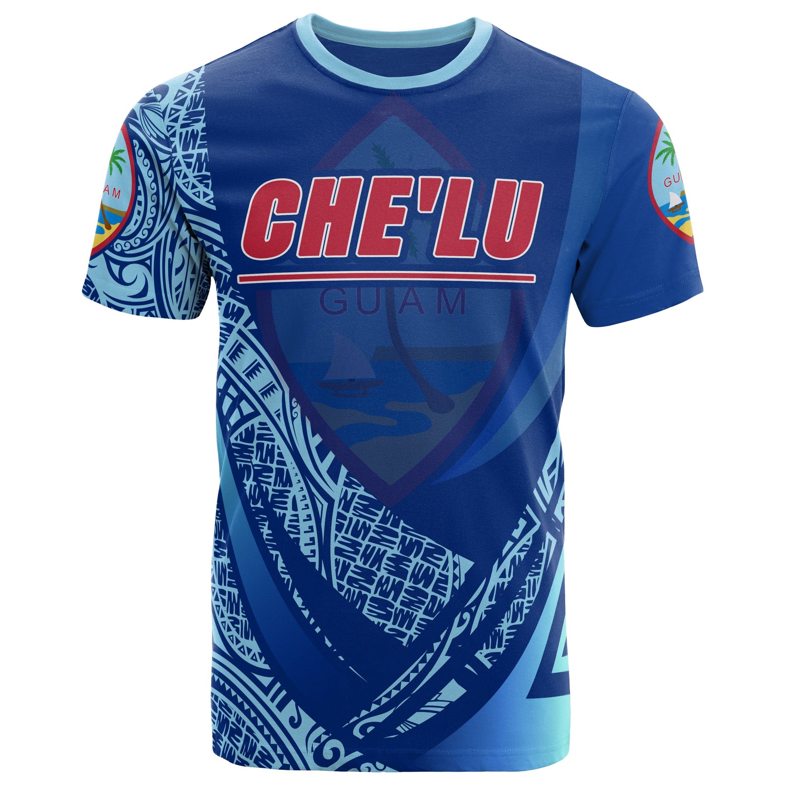 Guam T Shirt Chelu Polynesian Patterns Sport Style Unisex Blue - Polynesian Pride