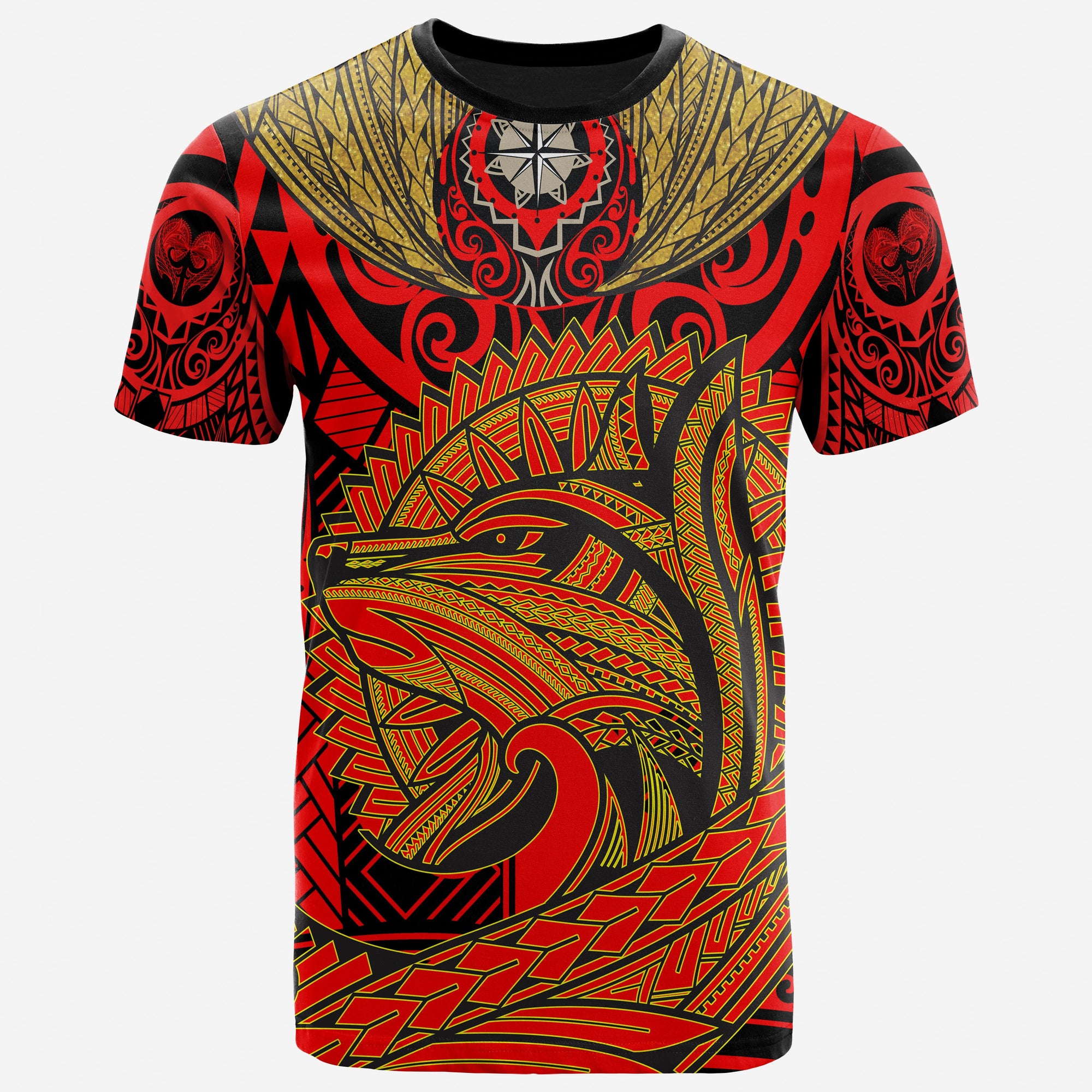 Polynesian T Shirt Polynesian Wolf Patterns Unisex Red - Polynesian Pride