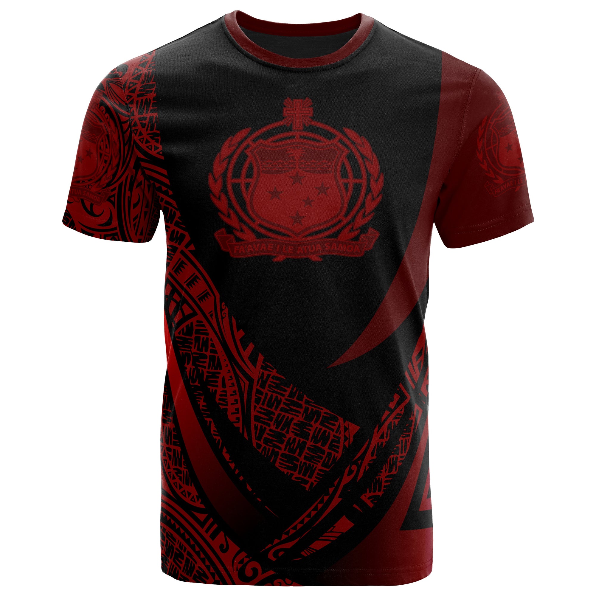 Samoa T Shirt Red Polynesian Patterns Sport Style Unisex Black - Polynesian Pride