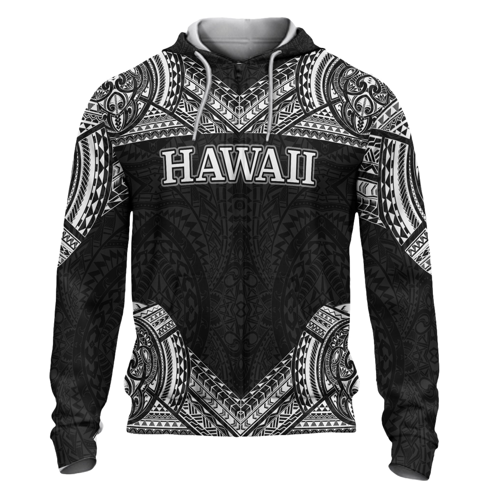 Hawaii Hoodie Turtle Polynesian Pattern Unisex Black - Polynesian Pride