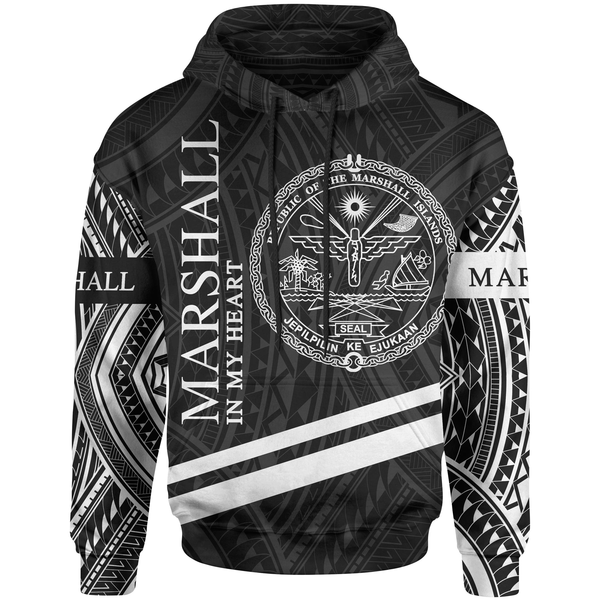 Marshall Islands Hoodie In My Heart Style Polynesian Patterns Unisex Black - Polynesian Pride