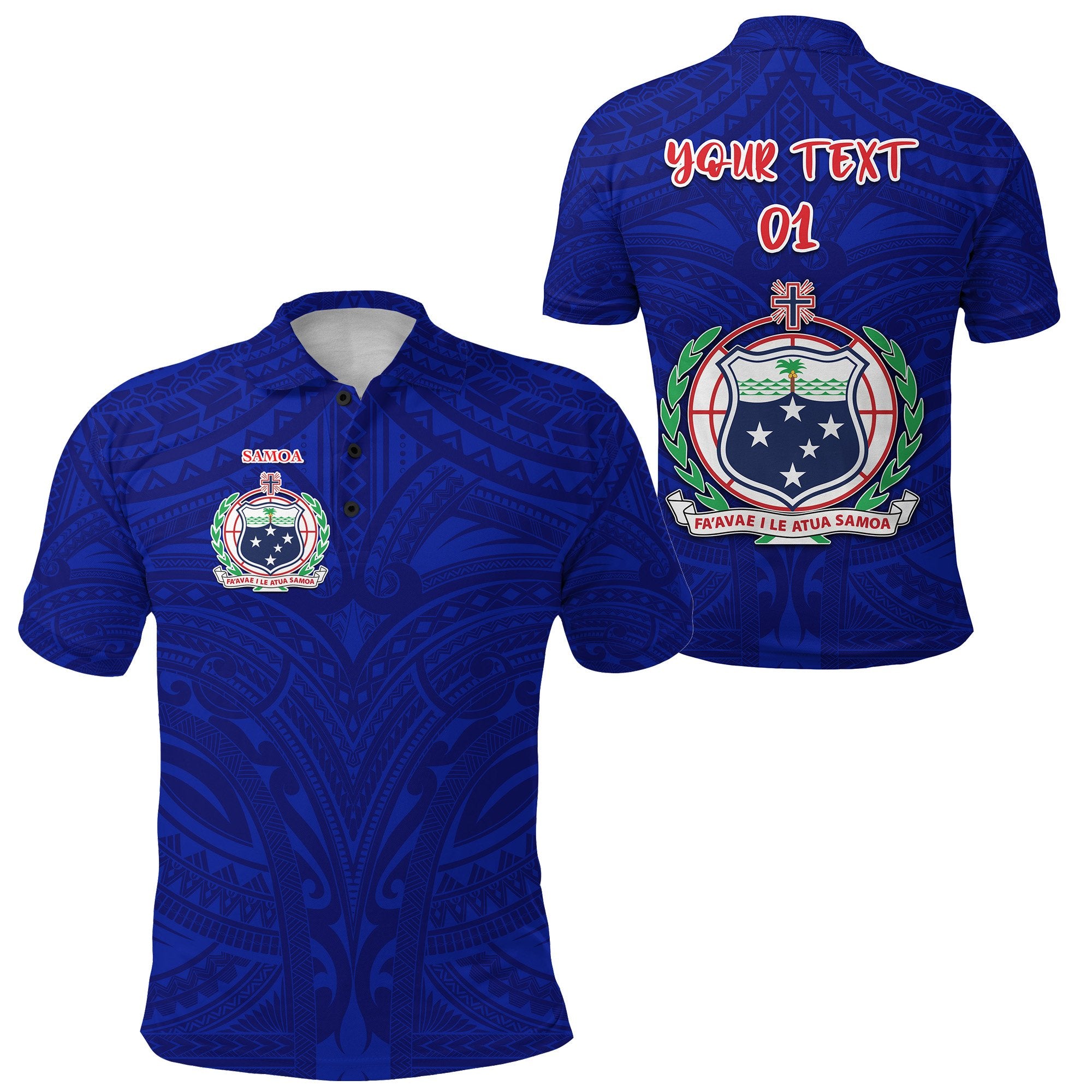 Custom Manu Samoa Rugby Polo Shirt Free Style, Custom Text and Number Unisex Blue - Polynesian Pride