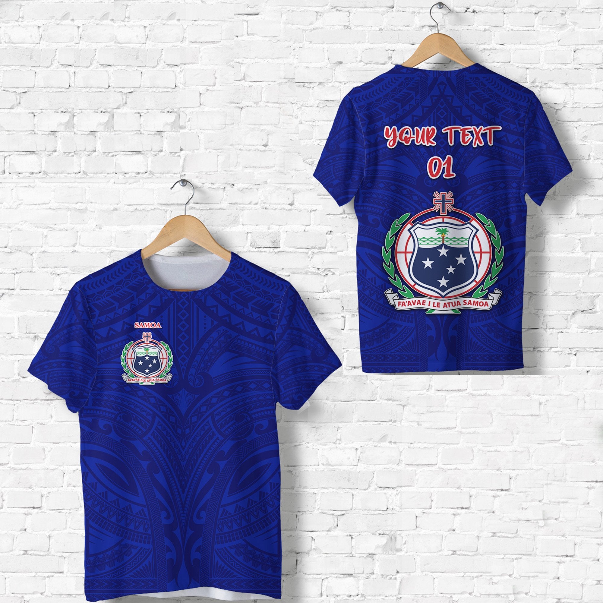 Custom Manu Samoa Rugby T Shirt Free Style, Custom Text and Number Unisex Blue - Polynesian Pride