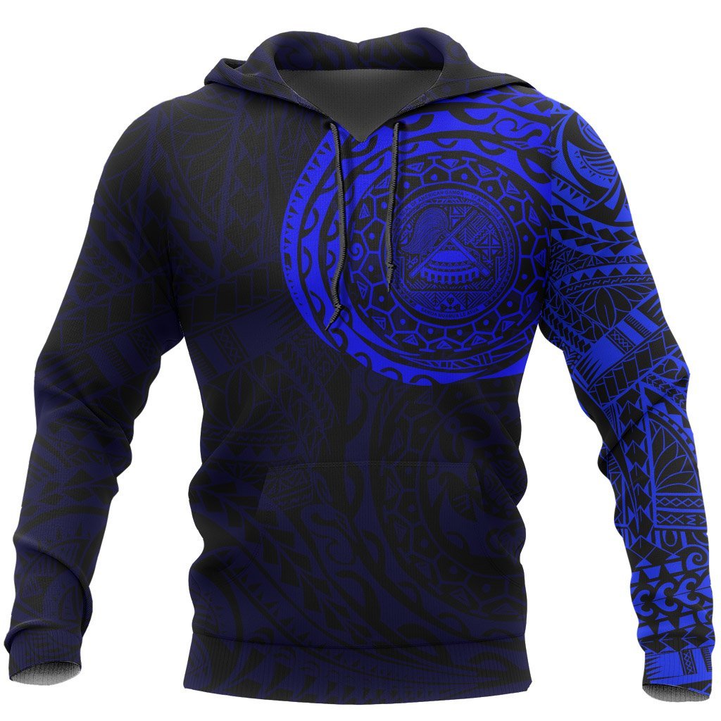 American Samoa Hoodie American Samoa Seal Polynesian Tattoo Style Blue Unisex Blue & Black - Polynesian Pride