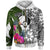 Yap Zip up Hoodie White Turtle Plumeria Banana Leaf Unisex White - Polynesian Pride