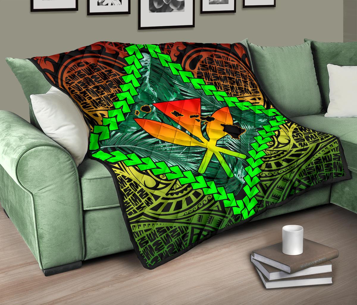 Hawaii Kanaka Kakau Tropical Polynesian Premium Quilt - Polynesian Pride