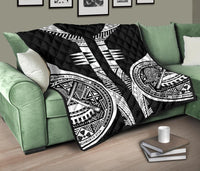 American Samoa Polynesian Premium Quilt - American Samoa Seal Armor Tattoo Black - Polynesian Pride