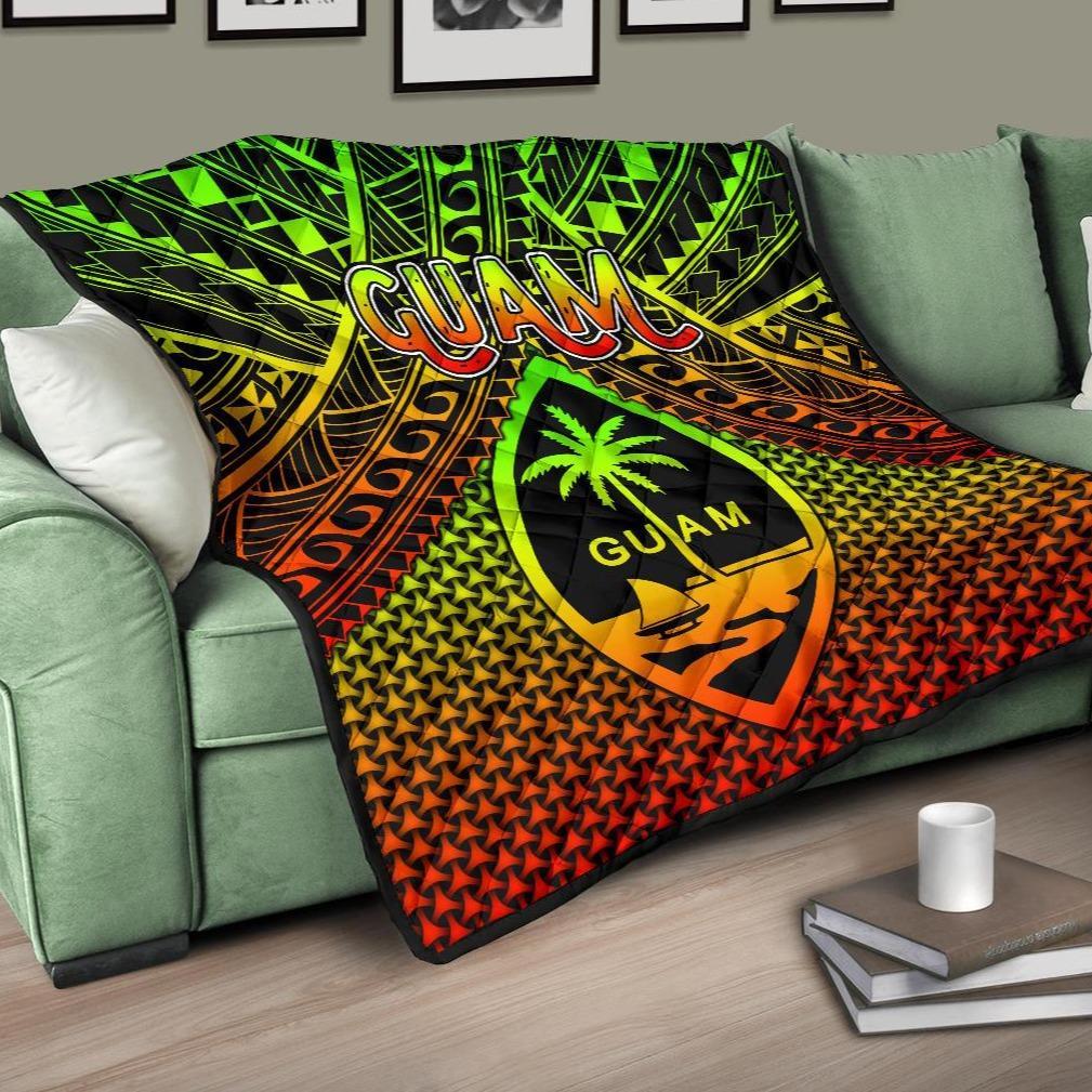 Polynesian Guam Premium Quilt - Reggae Vintage Polynesian Patterns - Polynesian Pride