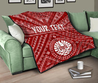 Tahiti Personalised Premium Quilt - Tahiti Seal In Polynesian Tattoo Style (Red) - Polynesian Pride