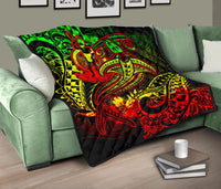 Vanuatu Polynesian Premium Quilt - Reggae Shark Polynesian Tattoo - Polynesian Pride