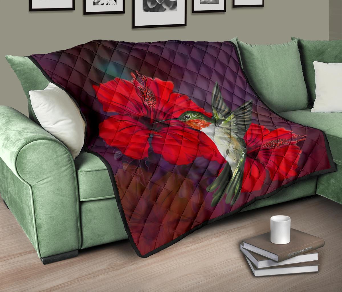 Hibiscus Hummingbird Premium Quilt - Polynesian Pride