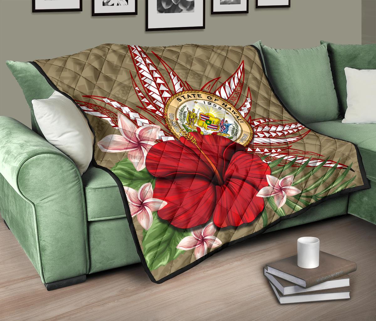 Hawaii Polynesian Coat Of Arm Tropical Premium Quilt - AH - Polynesian Pride