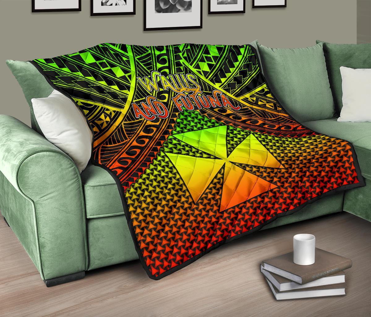 Polynesian Wallis and Futuna Premium Quilt - Reggae Vintage Polynesian Patterns - Polynesian Pride