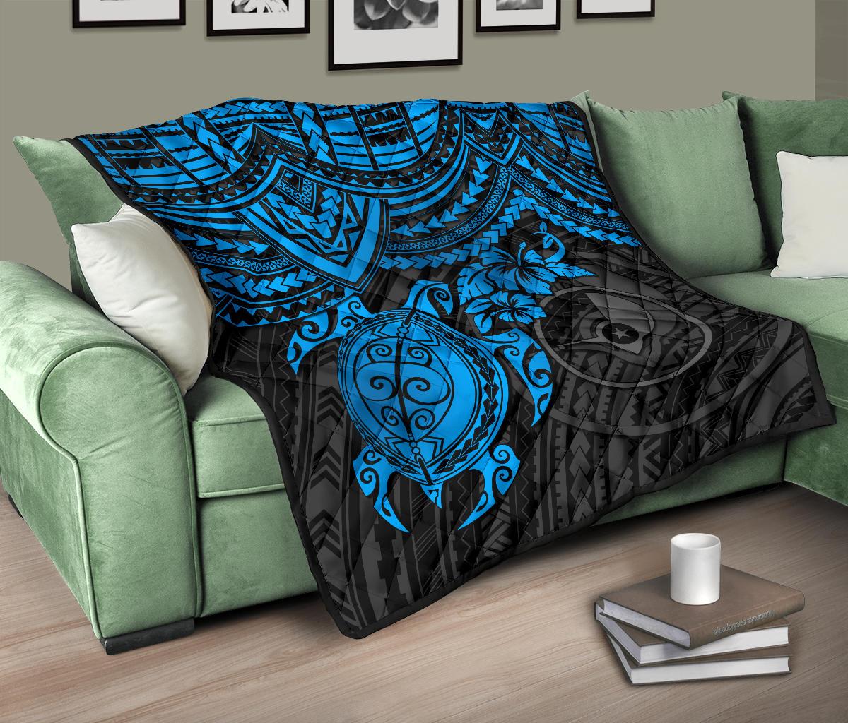 Yap Polynesian Premium Quilt - Blue Turtle - Polynesian Pride